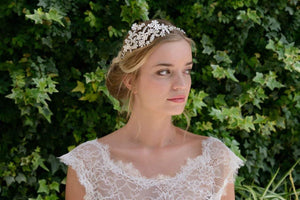 Silver Wedding Headband with Freshwater Pearls and Crystals HERMIONE