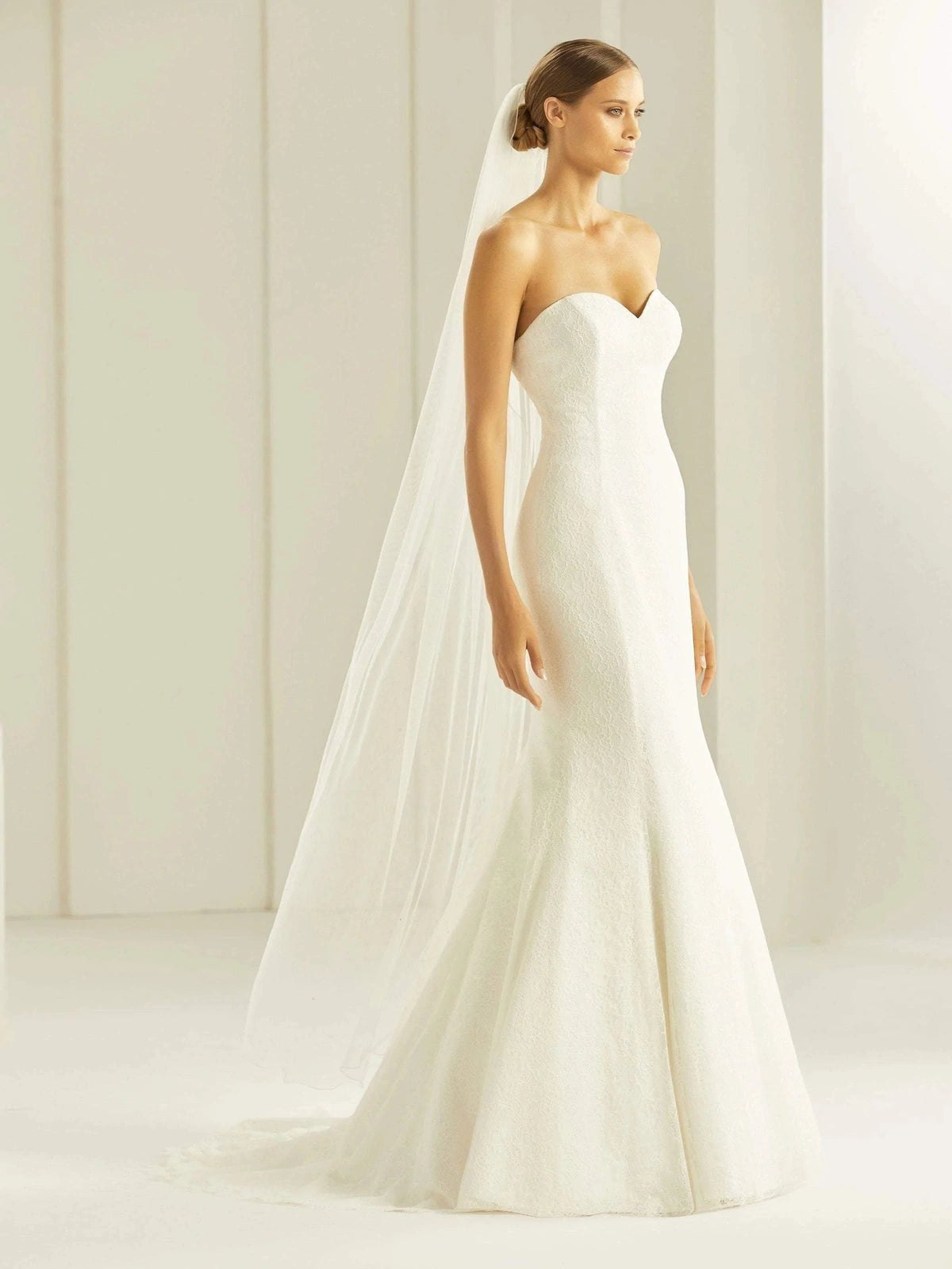 Floor Length Wedding Veil with Satin Edge, Soft Ivory Tulle S299 ***SALE***