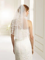 Single Tier Wedding Veil With Satin Edge, Soft Ivory or White Tulle S6