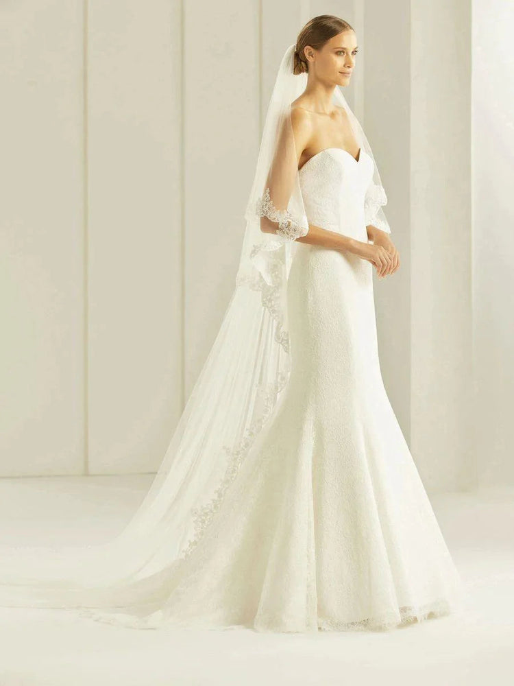 
            
                Load image into Gallery viewer, Two Tier Wedding Cathedral Veil Beaded Lace Edge S285 ***SALE***
            
        