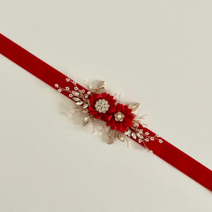 
            
                Load image into Gallery viewer, Velvet Flower Girl Belt Sash, Floral Bridal Belt, Wedding Dress Belt, All colours, TT430
            
        