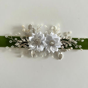 Velvet Wedding Belt Sash, Floral Bridal Belt, Flower Girl Belt, All colours, TT413