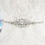Vintage Inspired Crystal Bridal Belt, Wedding Dress Belt, Organza Sash 140