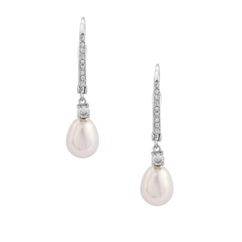 Vintage Pearl Drop Earrings, Gold, Rose Gold, Silver, Bridal Jewellery 1571,1622,1624-Silver