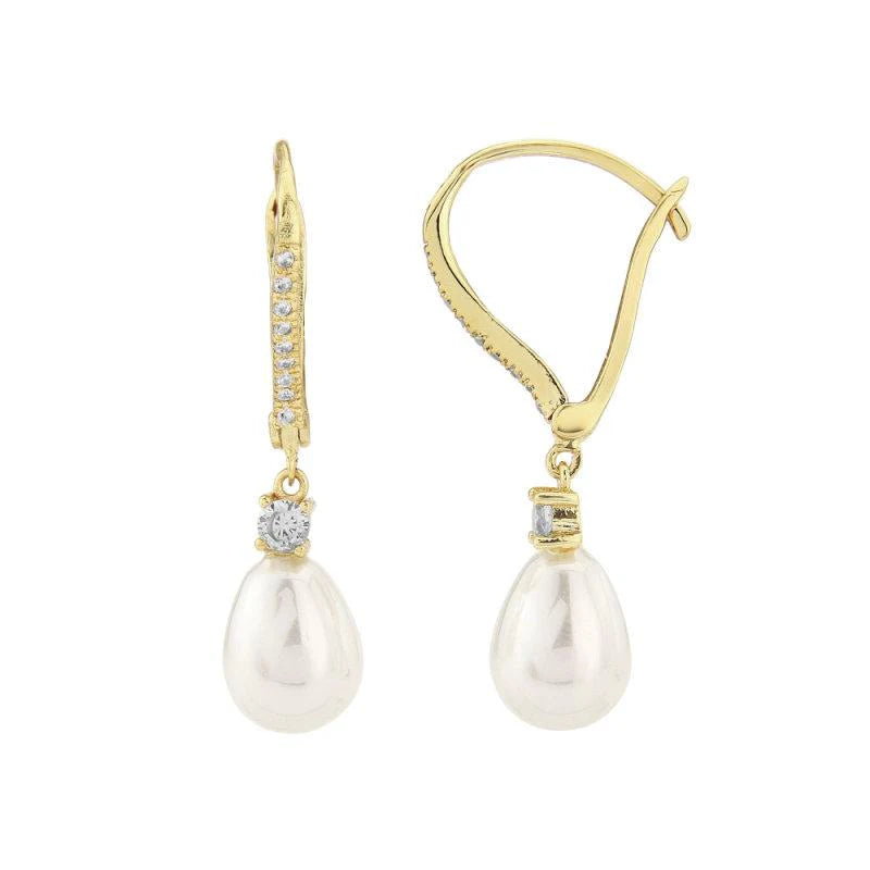 Vintage Pearl Drop Earrings, Gold, Rose Gold, Silver, Bridal Jewellery 1571,1622,1624-Silver