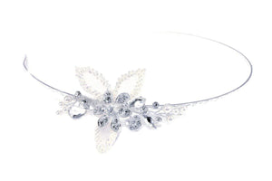 Vintage Style Headband for Bridesmaids, Flower girls, Gold or Silver, Clear Crystals PHOEBE,PIPPA-Silver