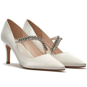 Wedding Shoes By Rainbow Club, Ivory Satin, Crystal