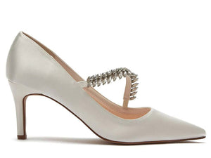 Wedding Shoes By Rainbow Club, Ivory Satin, Crystal