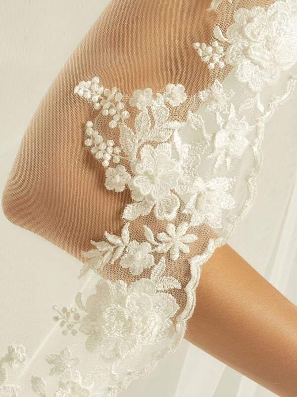 Cathedral Veil Single Tier Beaded Lace Edge S274 ***SALE***
