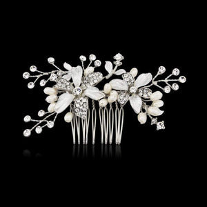 Wedding Hair Comb, Headdress, Freshwater Pearls and Crystals, Rose Gold or Silver 1551,1549