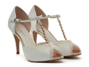 Wedding Shoes, Ivory Satin and Tulle, By Rainbow Club, Adrianna
