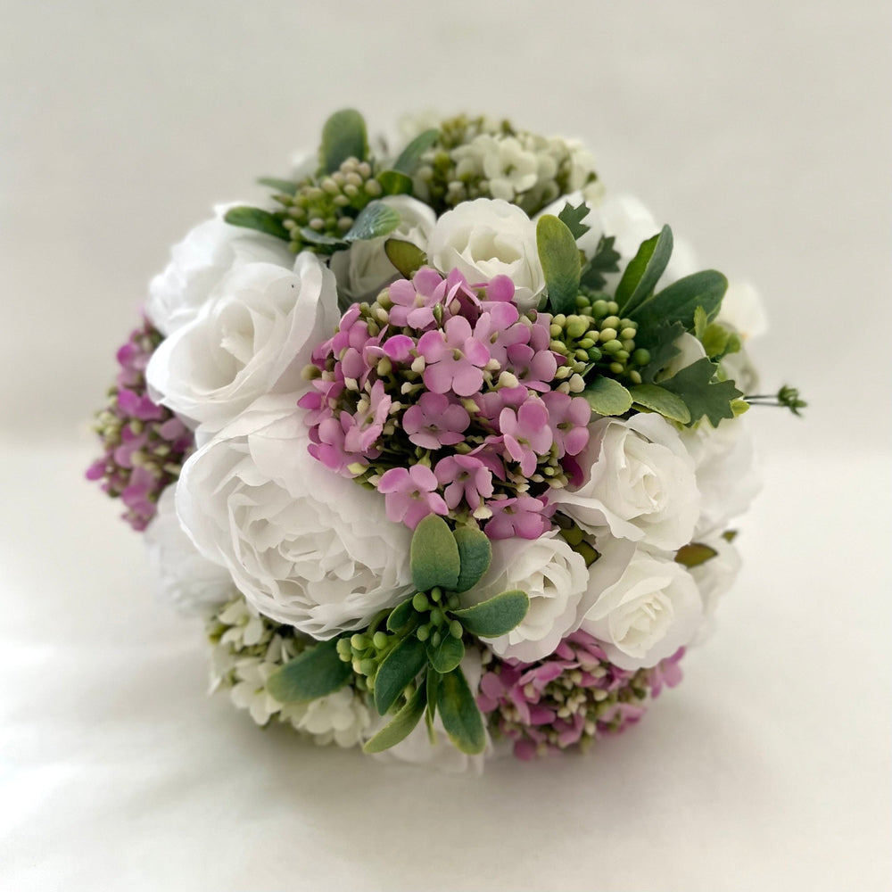 White Bridal Bouquet, Artificial Wedding Bouquet, Silk Wedding Flowers, FL23