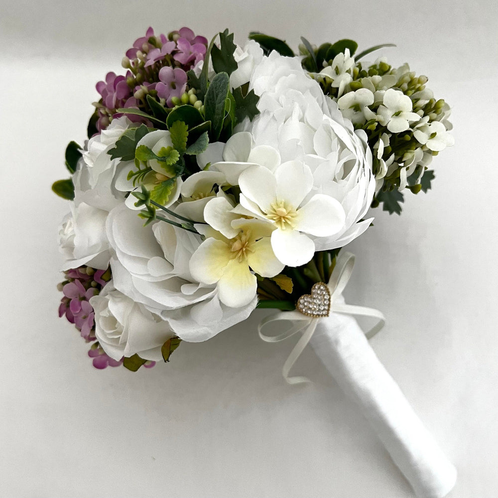 White Bridal Bouquet, Artificial Wedding Bouquet, Silk Wedding Flowers, FL23
