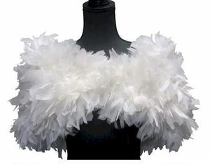 White Ruffle Feather Bridal Stole / Wrap