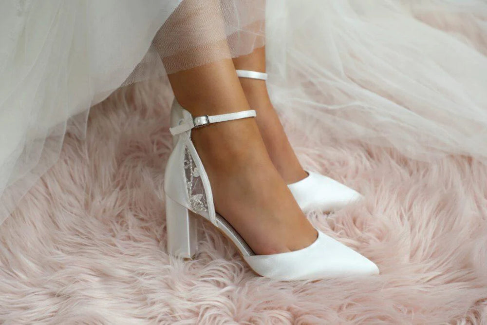 Wide Fit Wedding Shoe, Ivory Satin, By Perfect Bridal, INDI-WF