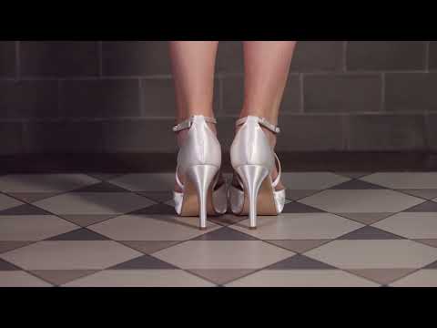 
            
                Load and play video in Gallery viewer, Ivory Satin Wedding Shoe High Heel Platform By Perfect Bridal, Charlotte
            
        